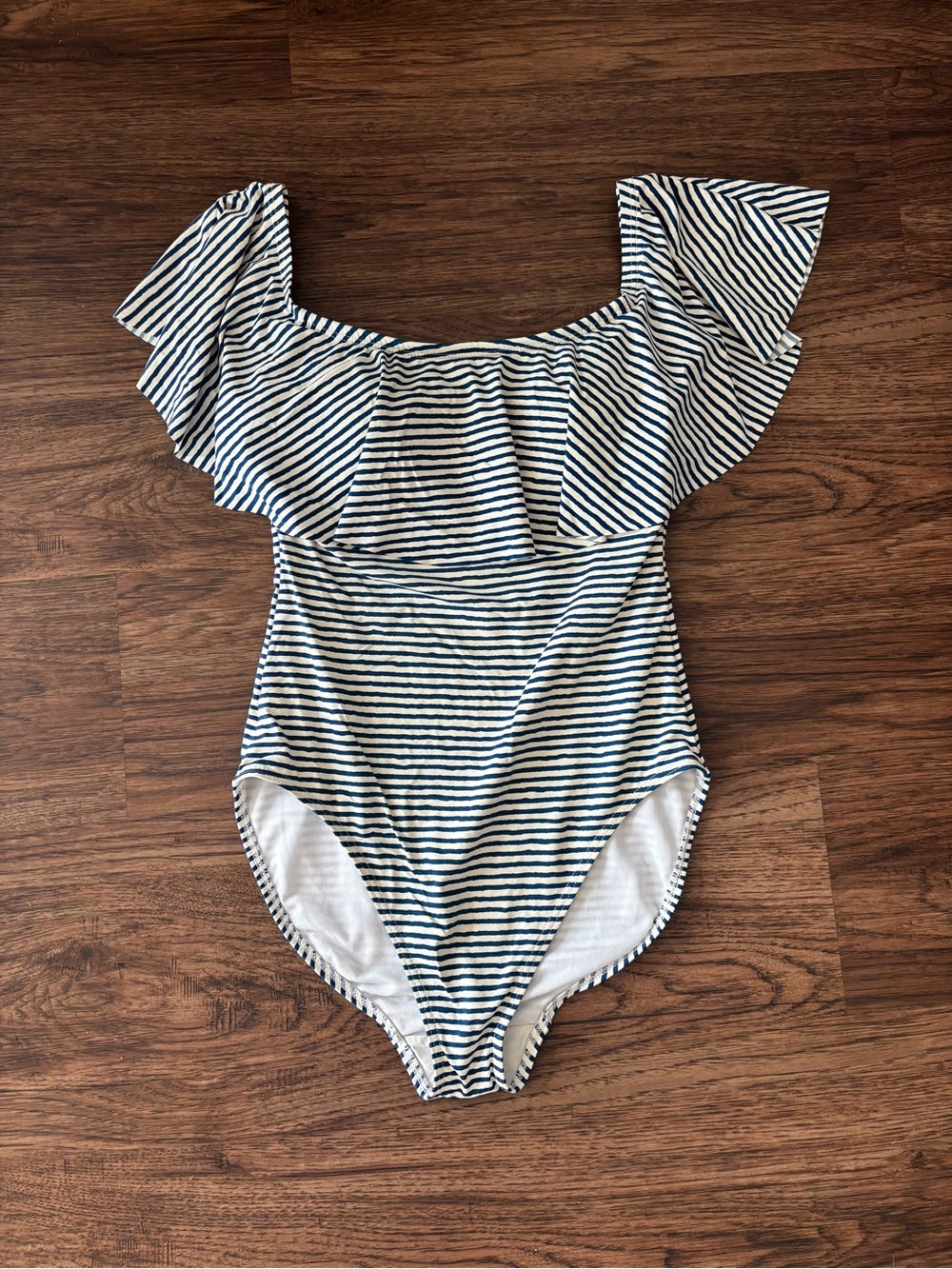 Lauren Ralph Lauren stripe one piece swimsuit size M/L